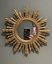 Gold Metal Ornate Sunburst Mirror Indoor Art Deco Sun Vintage Hallway Wall