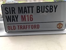 Sir Matt Busby Metal Sign Pictured Front And Back Can Be Posted