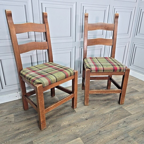 Pair solid wooden chairs - wooden,