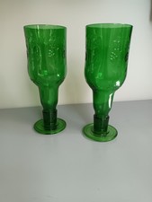 2 Upcycled Grolsch  Beer Bottle Glasses / Goblet Style