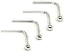 4 x Tiny L Shape Sterling Silver 1mm Ball Nose Studs Piercing New Body Jewellery