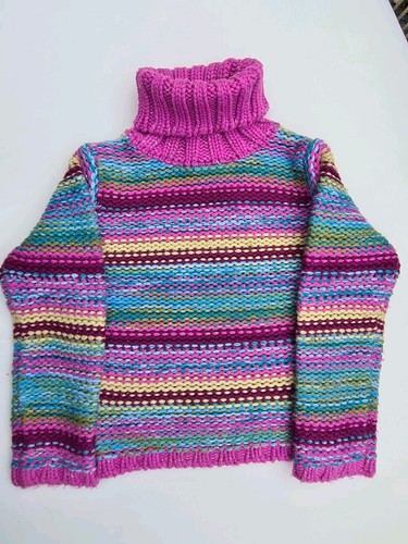 Multicoloured roll neck jumper - neck,