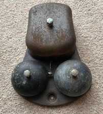 Vintage GPO/GEC Black Metal Alarm Bell 64D Twin Bell Wall Ringer  Tested Working