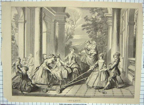 Original old antique print - old,