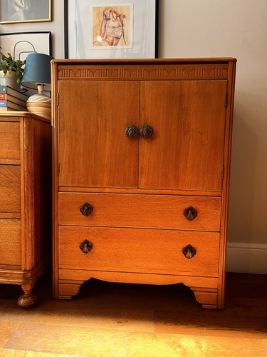Restored oak linen press - restored,