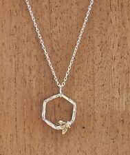 Handmade Sterling Silver Honeycomb And  Gold Bee Pendant ,necklace