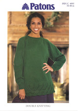 PATONS LADIES DOUBLE KNIT PATTERN - TUNIC JUMPER - LEAFLET  4995 - 30" to 40"