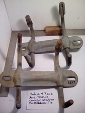 2 EA.  AERIAL TELEPHONE WIRE GLASS INSULATOR 4 PIN CASE POINTS, OFFSET TANG USED