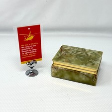 Vintage Green Onyx Trinket Jewellery Box Semi-Precious Stone Marble Effect   BP8