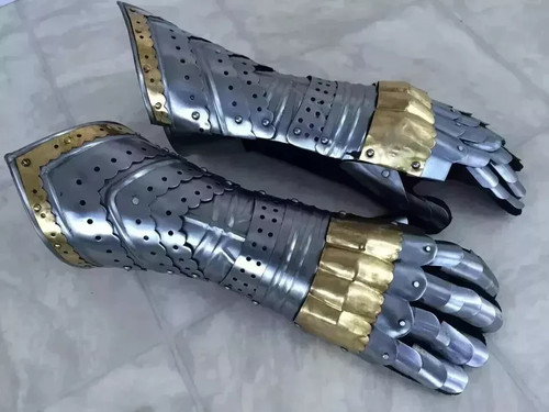Steel medieval knight gauntlet - knight,