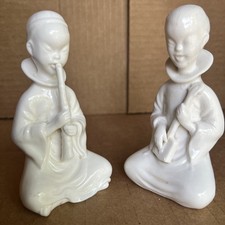 2 VTG Lenwile Ardalt Verithin China Japan White Blanc Chine porcelain figurines