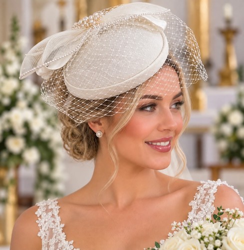 Ladies white bridal hatinator - white,