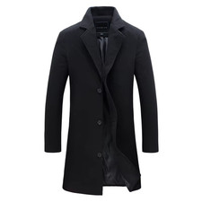 Men's Winter Warm Formal Trench Coat Long Jacket Smart Work Overcoat Outwear
