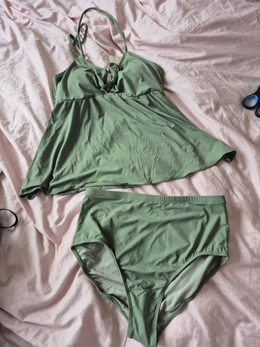Tankini two piece flowy neck - two-piece, v-neck