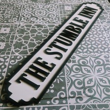 Personalised Pub Bar Sign Family Name Plaque Street Style Sign Man Cave Wooden
