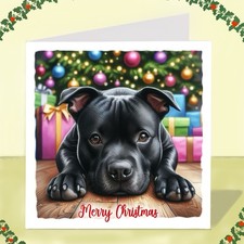 Staffordshire Bull Terrier Dog Christmas Card, Staffie