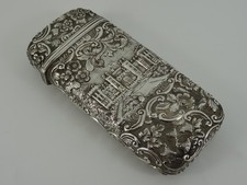 SOLID SILVER CASTLE TOP CIGAR CHEROOT CASE BIRMINGHAM 1841 BY NATHANIEL MILLS