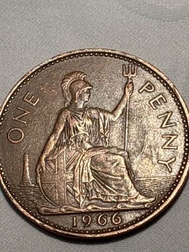1966 one penny coin - , british