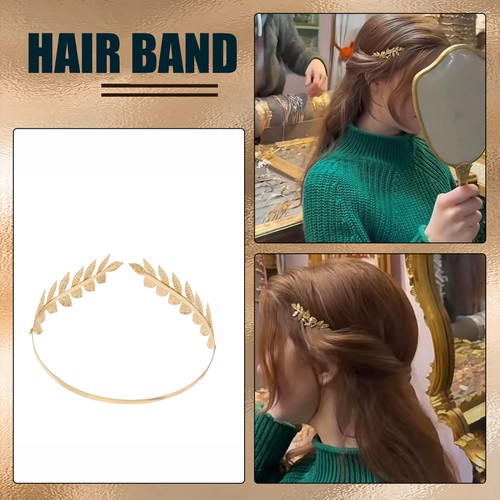 Rear worn leaf metal headband - leaf,
