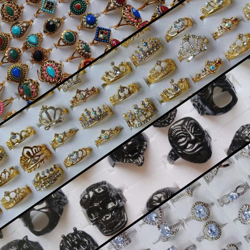 100x mixed fashion rings job - mixed,