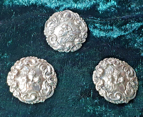 Three victorian silver buttons - three,