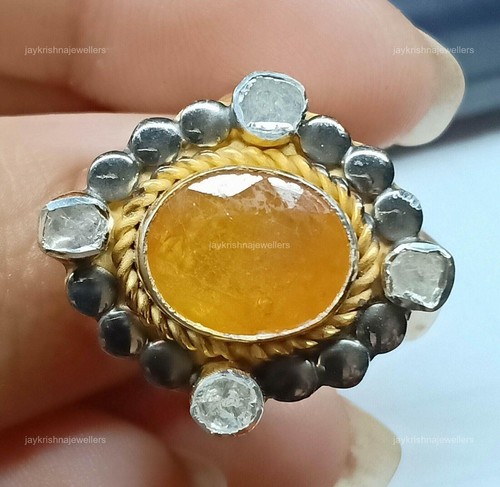 Yellow sapphire polki - yellow, &