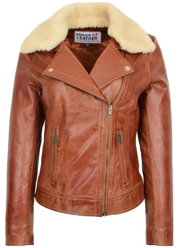 Womens real leather biker - real,