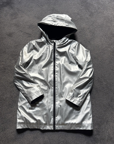 Girls silver hooded long - silver,