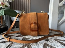 Zara Orange real suede leather shoulder Bag Cross Body Bag