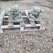 cast stone pair of large gargoyle monster pier cap garden gate pier gate keepers