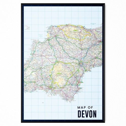 Map devon wall poster - map, of