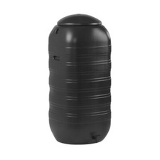 250L Black Slimline Water Butt With Tap, UK Rainwater Rain Barrel Storage