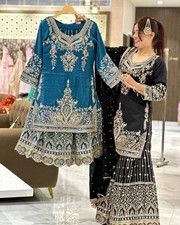 TEAL BLACK SHARARA GHARARA