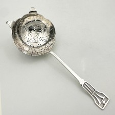 VINTAGE TEA STRAINER STERLING SILVER BIRMINGHAM 1953 LANSON LTD