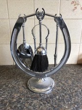 Silver Chromed Horse Shoe Companion Set Free Uk Delivery H