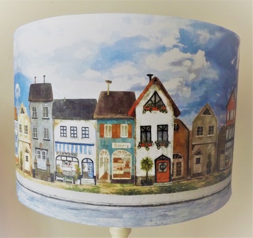 Village street lampshade lamp - village,
