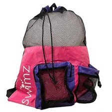 Swimz Elite Club Mesh Backpack - Pink/White/Purple, Large Swimming mesh Bag