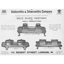 GOLDSMITHS & SILVERSMITHS CO Silver Inkwells Edwardian Advertisement 1910