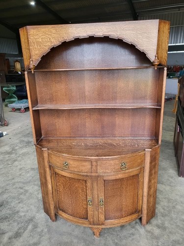 Antique repro oak bow front