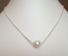 Pretty Single White Pearl Bead Chain Necklace in Gift Bag