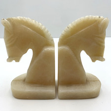 Vintage Carved Marble? Horse Head Book Ends 5" Book Shelf                    K12