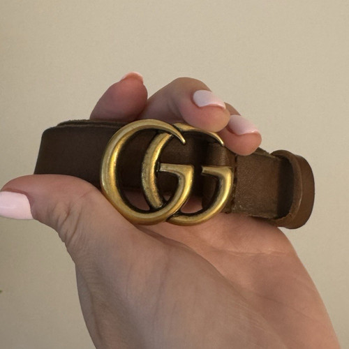 Gucci brown leather belt - belt, gold