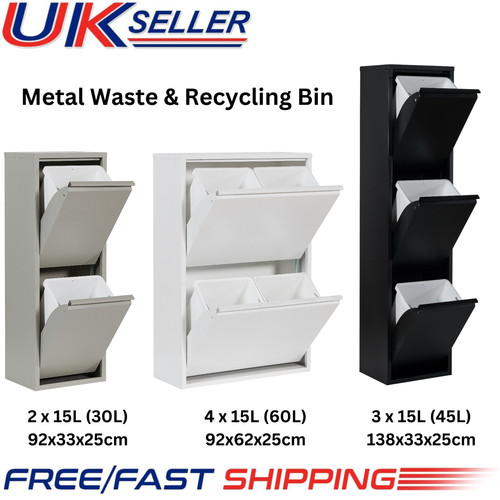 Metal waste and recycling bin - waste,