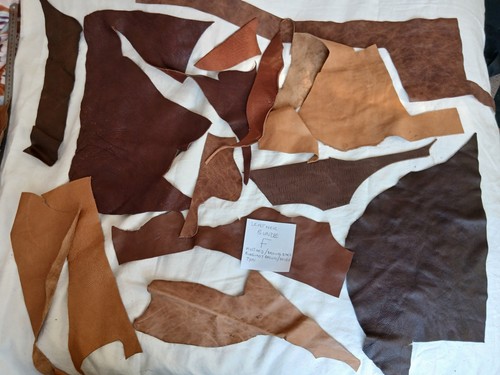 Leather offcuts mustard - leather, dark