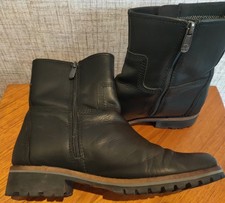 Ladies Womens Timberland Main Hill Biker Jet Black Boots UK6.5 EU39.5