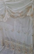 Embroidered  Sheer Voile Double Scalloped Edge - Single Panel Peach Curtain