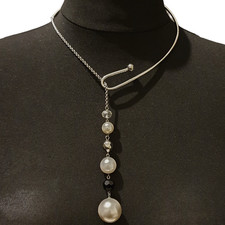 Silver tone lariat necklace - silver,