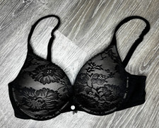 Victoria's Secret Body By Victoria Black Lace Pushup Bra Size 34D