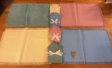 Vintage Irish Linen Table Mat And Napkin Set Colourful