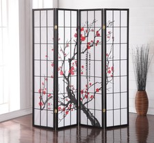 Black Japanese 4-Panel Screen